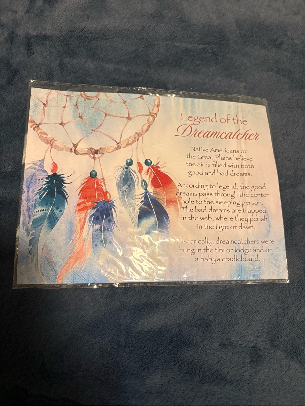 Dreamcatcher Wall Art Print in Blue, Red and Cream